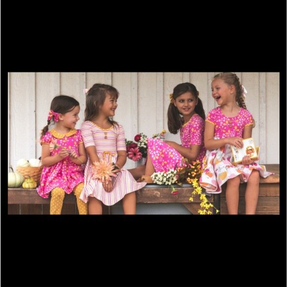 Eleanor Rose Britney Dress Girls Size 3 - 4 Pumpkin Acorn Short Sleeve - Picture 2 of 11